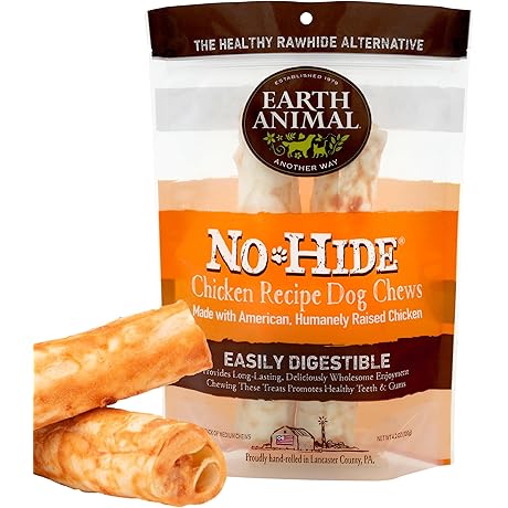 No-Hide Medium Chicken Flavored Natural Rawhide Free Dog Chews Long Lasting Dog Chew Sticks