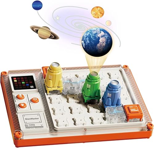 Más de 1000 kits STEM para niños de 7-8-10-12 años, placa de circuito espacial para regalos para niños con proyector, juguetes de construcción de