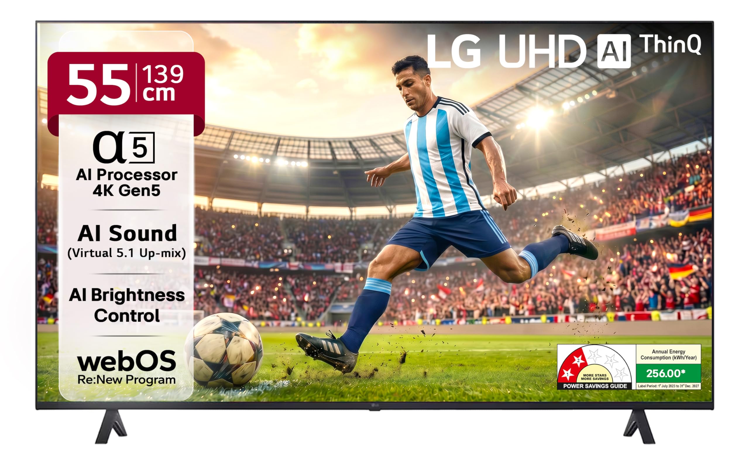 LG تلفزيون LED ذكي بدقة 4 كيه الترا اتش دي مقاس 139 سم (55 بوصة) 55UQ7500PSF (اسود سيراميك)