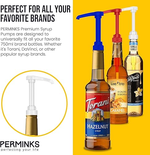 Miniatura 10 de Bombas de jarabe blanco prémium (paquete de 3) compatibles con botellas Torani & Davinci de 25.4 fl oz, ideales para jarabes de café, conos de
