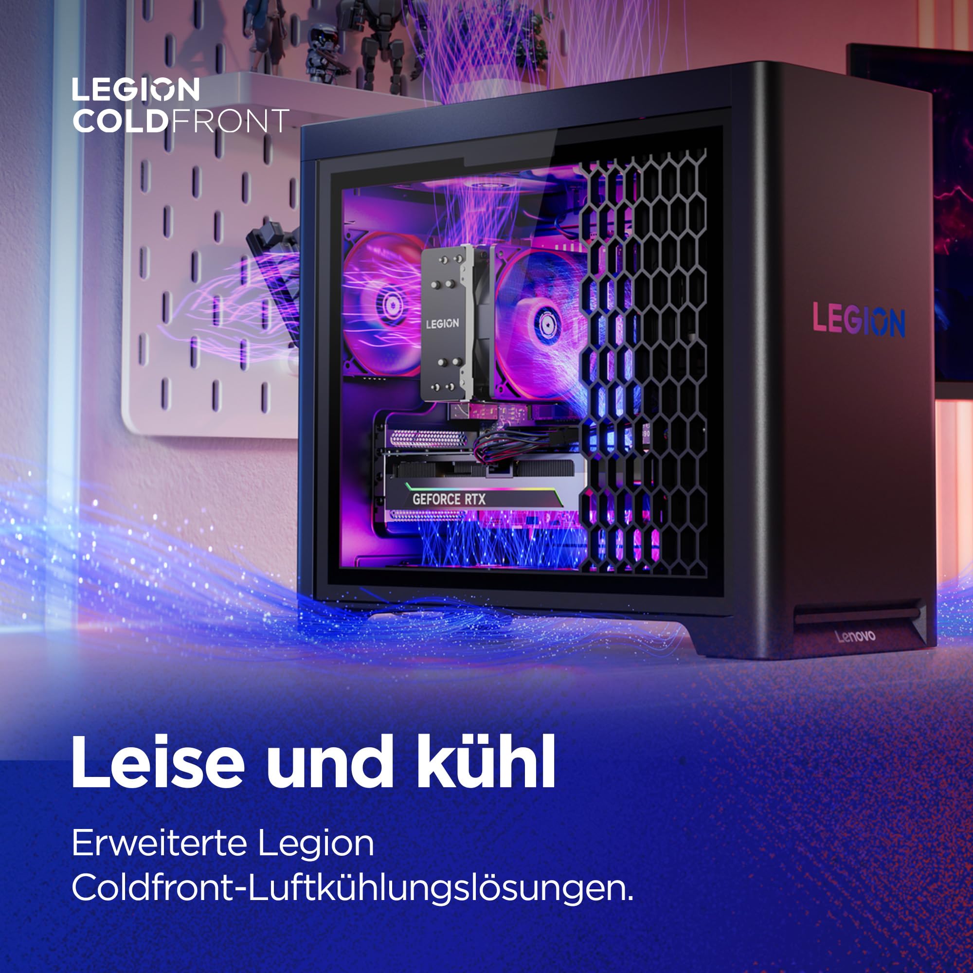 Lenovo Legion Tower 5i Gaming AI Desktop-PC | NVIDIA GeForce RTX 5070 | Intel Core Ultra 7 265KF | 32GB RAM | 2TB SSD | Win11 | Eclipse Black | Transparente Abdeckung | 30L | 3 Monate GamePass