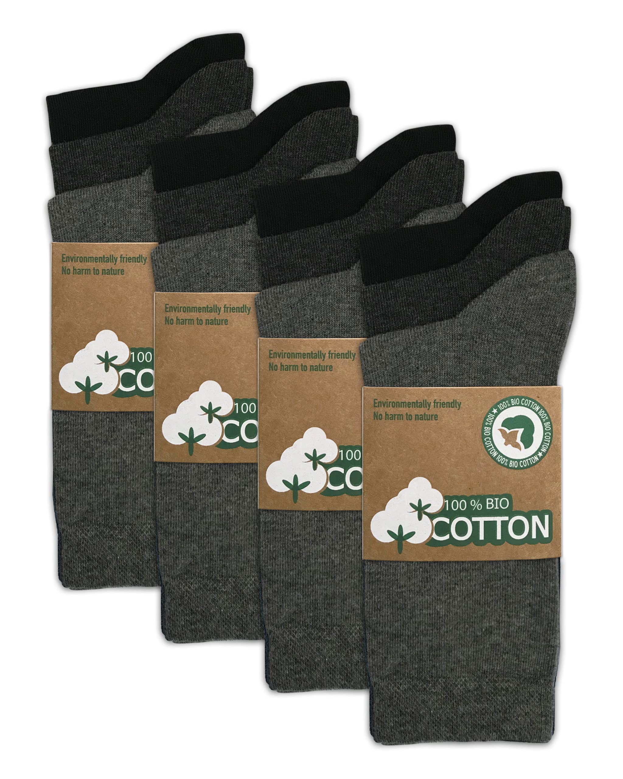 Mehrstrumpf Unisex 12 Pairs (Multi-Grey) 6/12 Pairs Men's & Women's 100% Organic Cultivation Socks With Comfort Waistband Without Seam (Model: Biolivia), 39-42