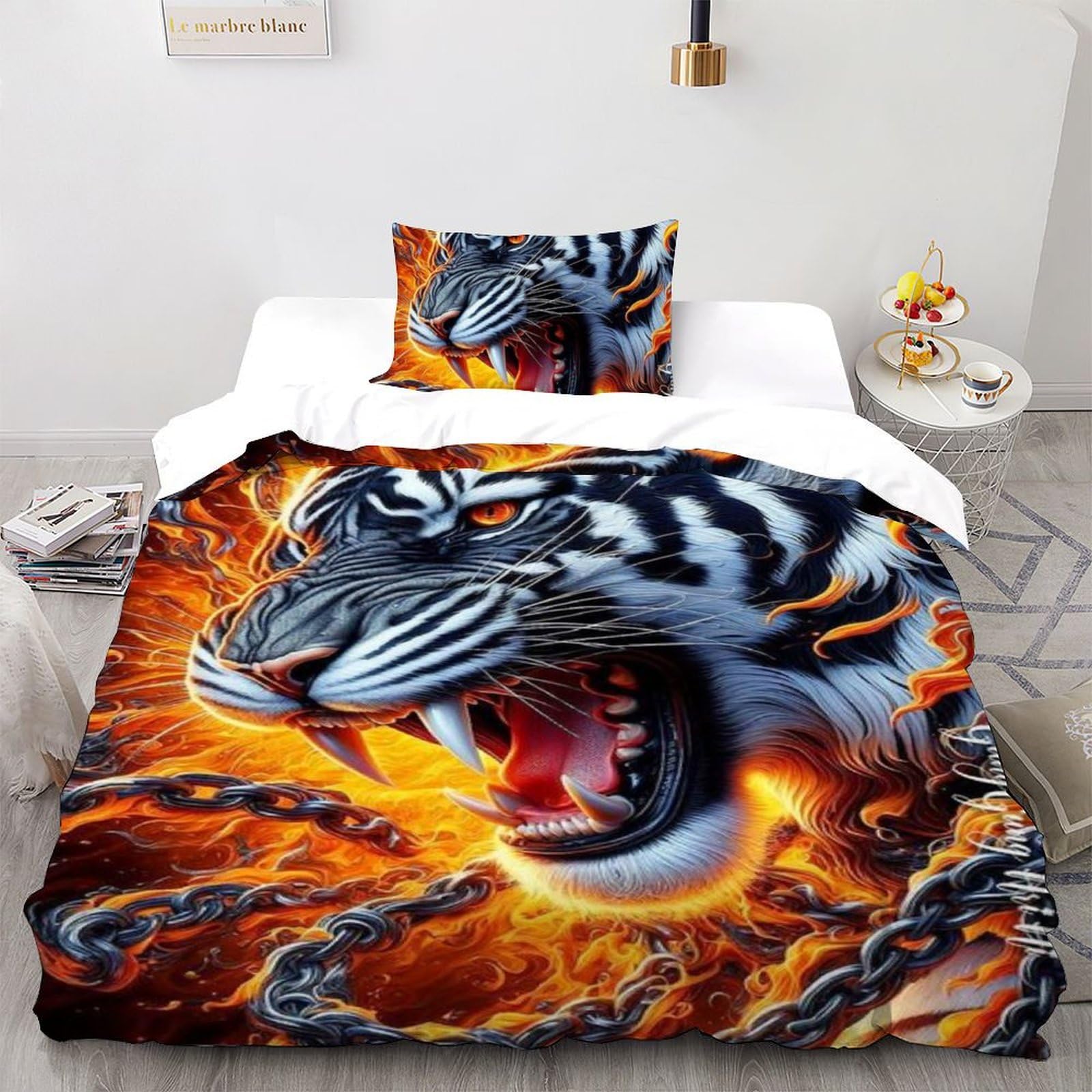 Lit enfant ambiance safari avec la parure imprimé 3D animaux