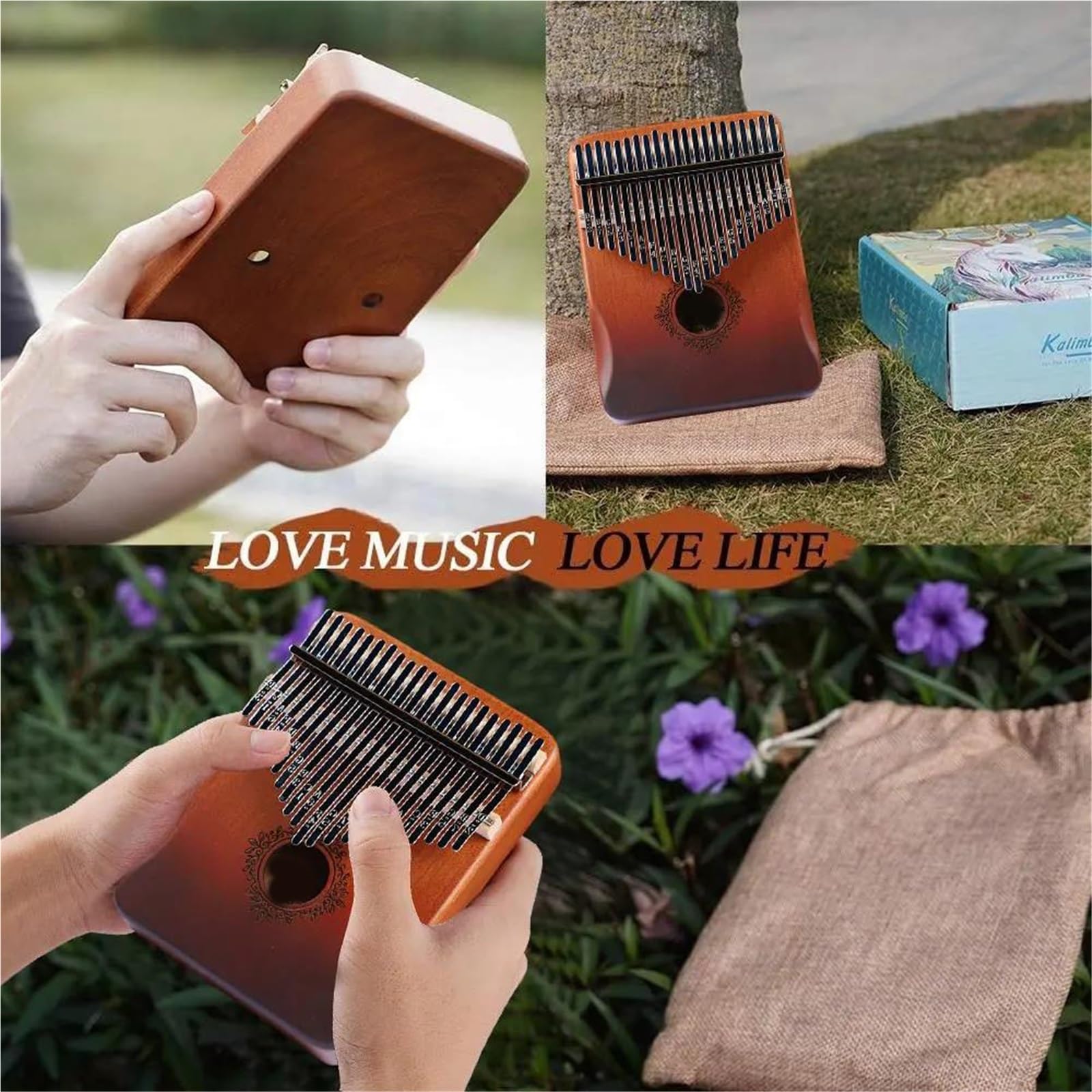 Kalimba Principiantes Kalimba De Madera Maciza De 21 Teclas Con Martillos De Afinación Y Estuche De Transporte Para Principiantes Adultos(Style-Deer)