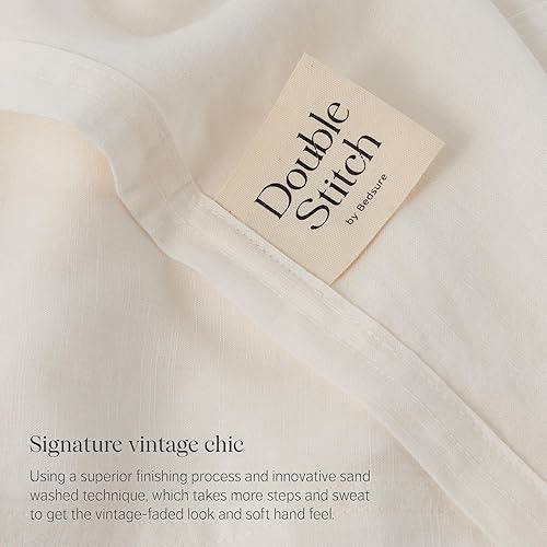 Miniatura 3 de Double Stitch by Bedsure Linen Lyocell - Juego de sábanas de tamaño King con bolsillo profundo, sábanas refrescantes sostenibles, juego de ropa de