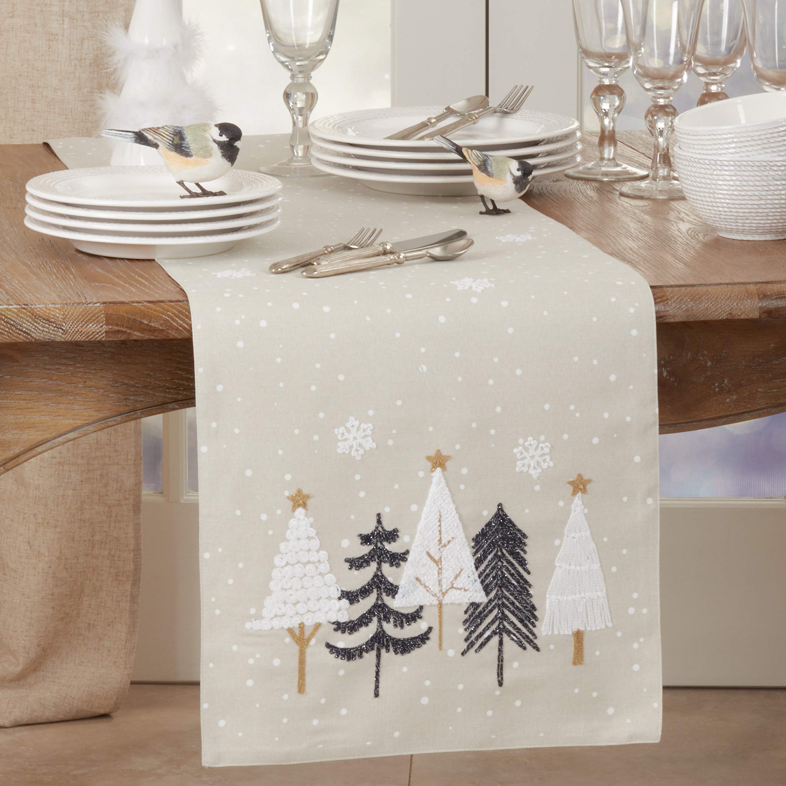 Amazon.com: Embroidered Christmas Trees Table Runner: Home & Kitchen
