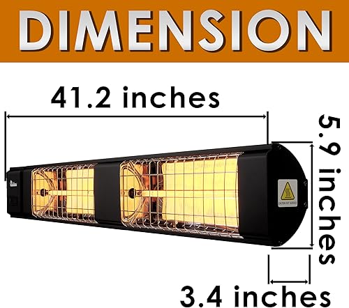 Vista 10 de DR. INFRARED HEATER DR-239 3000W Calentador infrarrojo para patio interior y exterior, montaje en pared o techo, IP55 resistente a la intemperie