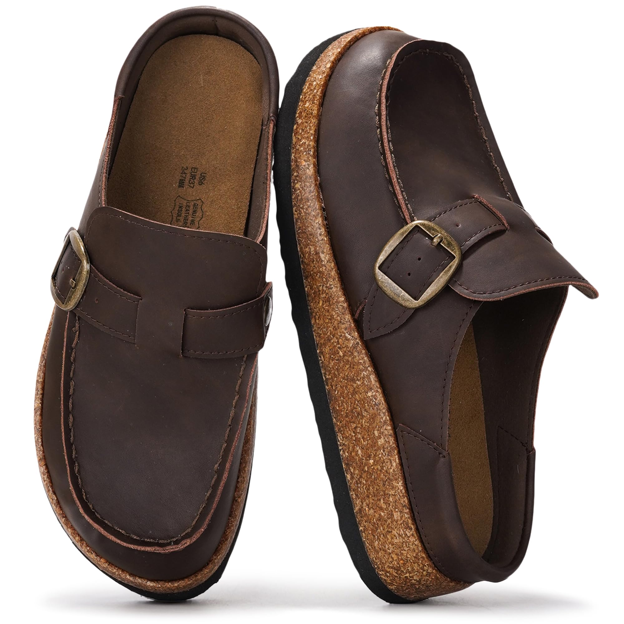 100% Genuine Leather Moccasin Style Clogs for Women - Fall Shoes for Women | Memory Foam Insole for Comfortability; Non-Slip and Durable Womens Clogs; Lightweight and Water-Resistant Mules for Women