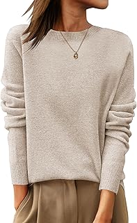 Womens 100% Wool Sweaters Crewneck Long Sleeve Work Business Casual Basi...