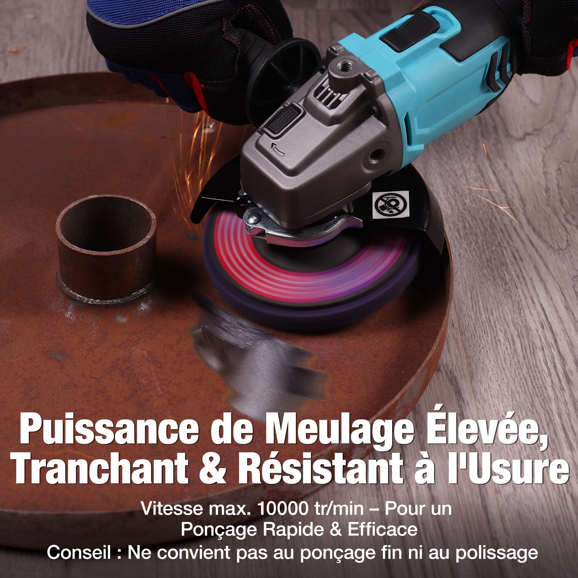 WORKPRO 6 Disques de Nettoyage 125mm, Disques de Décapage Abrasifs pour Meuleuse d'Angle, Idéal pour Éliminer la Peinture, la Rouille, les Soudures et les Couches de Protection sur Métal, Pierre, Bois