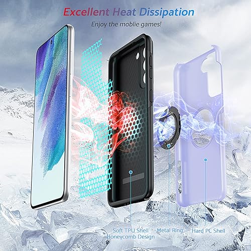 Miniatura 9 de Anqrp Hidden Series - Funda para Galaxy S21 FE 5G, disipación de calor soporte que no se cae Anillo de metal de 360, 15 pies, grado militar, a