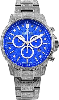 Palais Royale 2.0 1827 - Ø 43 mm - Herren Uhr - Wasserdicht - Armband Silber - Zifferblatt Ocean Blue mit Diamanten - Schweizer Quarzwerk