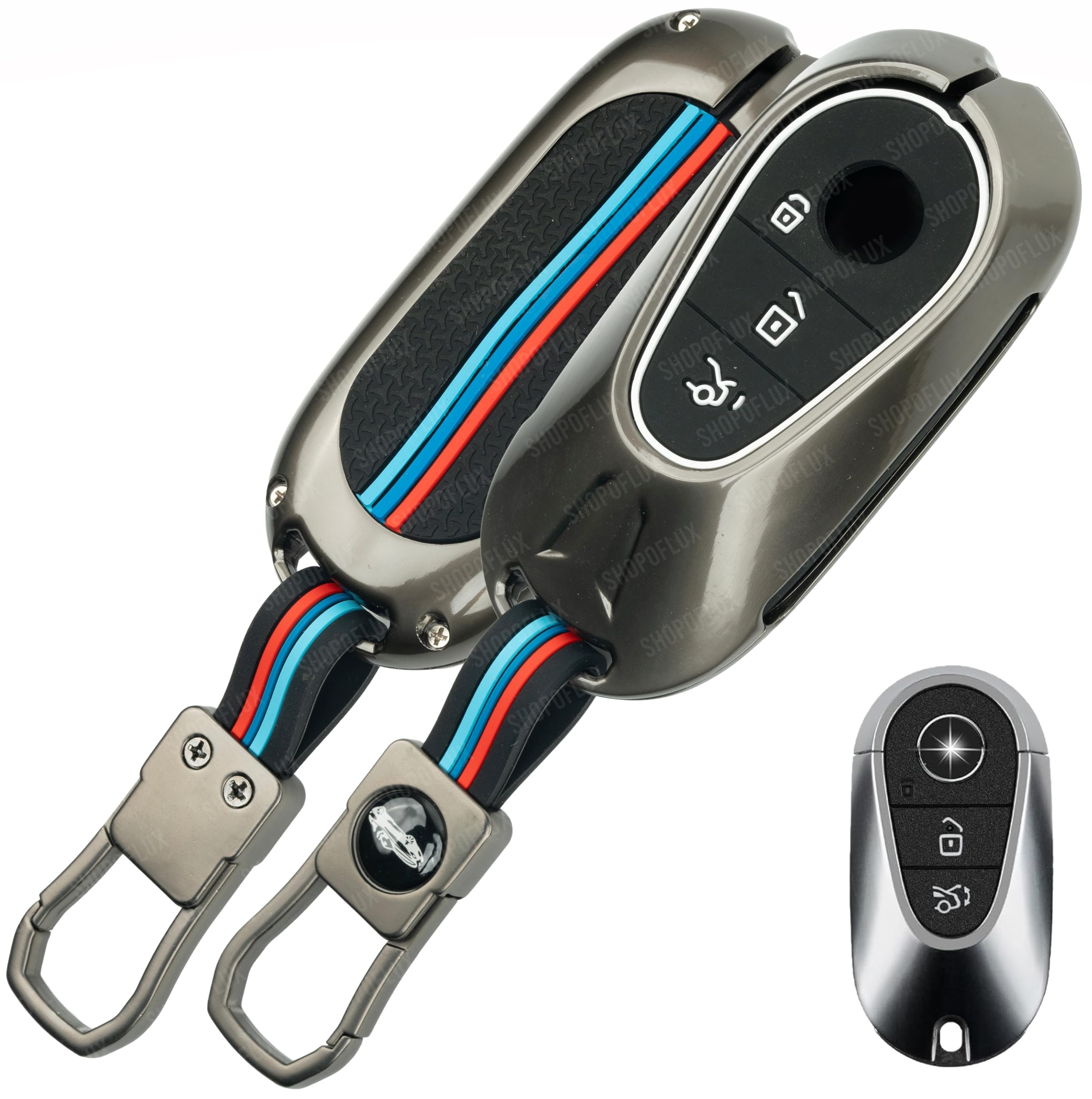 SHOPOFLUX Key Cover for Mercedes Benz S Class, G Class, E Class 3 Button Smart Key