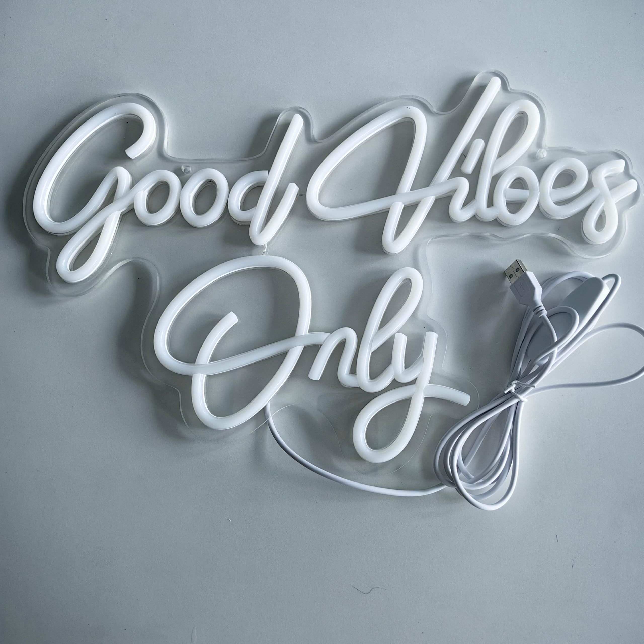 Panneau néon LED personnalisé, Good Vibes Only, décoration d'intérieur, panneaux de bar, fête de mariage, lampe décorative LED alimentée par USB, cadeau unique, décoration murale