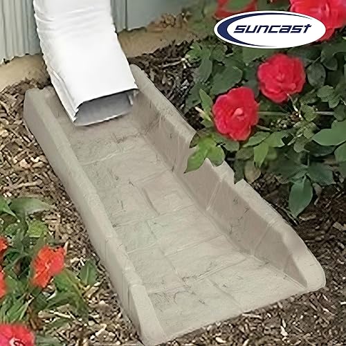 Miniatura 61 de Suncast Compuesto de poliéster fácil de usar, decorativo para exteriores, canaleta de lluvia Downspout, bloque de salpicaduras para desagües debajo