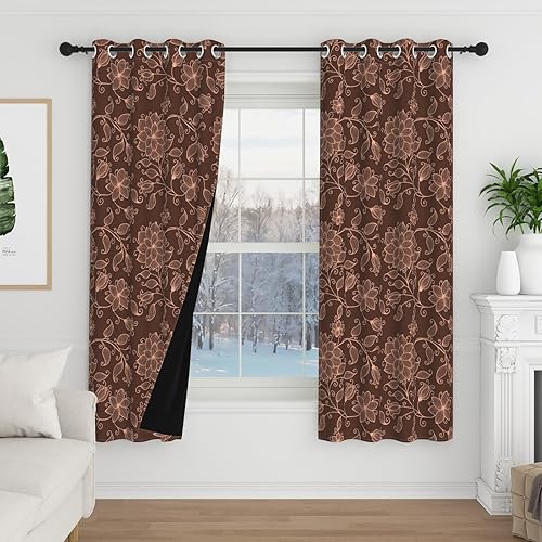 Miniatura 16 de Juego de 2 paneles de cortinas opacas florales azules de 84 pulgadas de largo, con aislamiento térmico insonorizado, con ojales, para oscurecer la