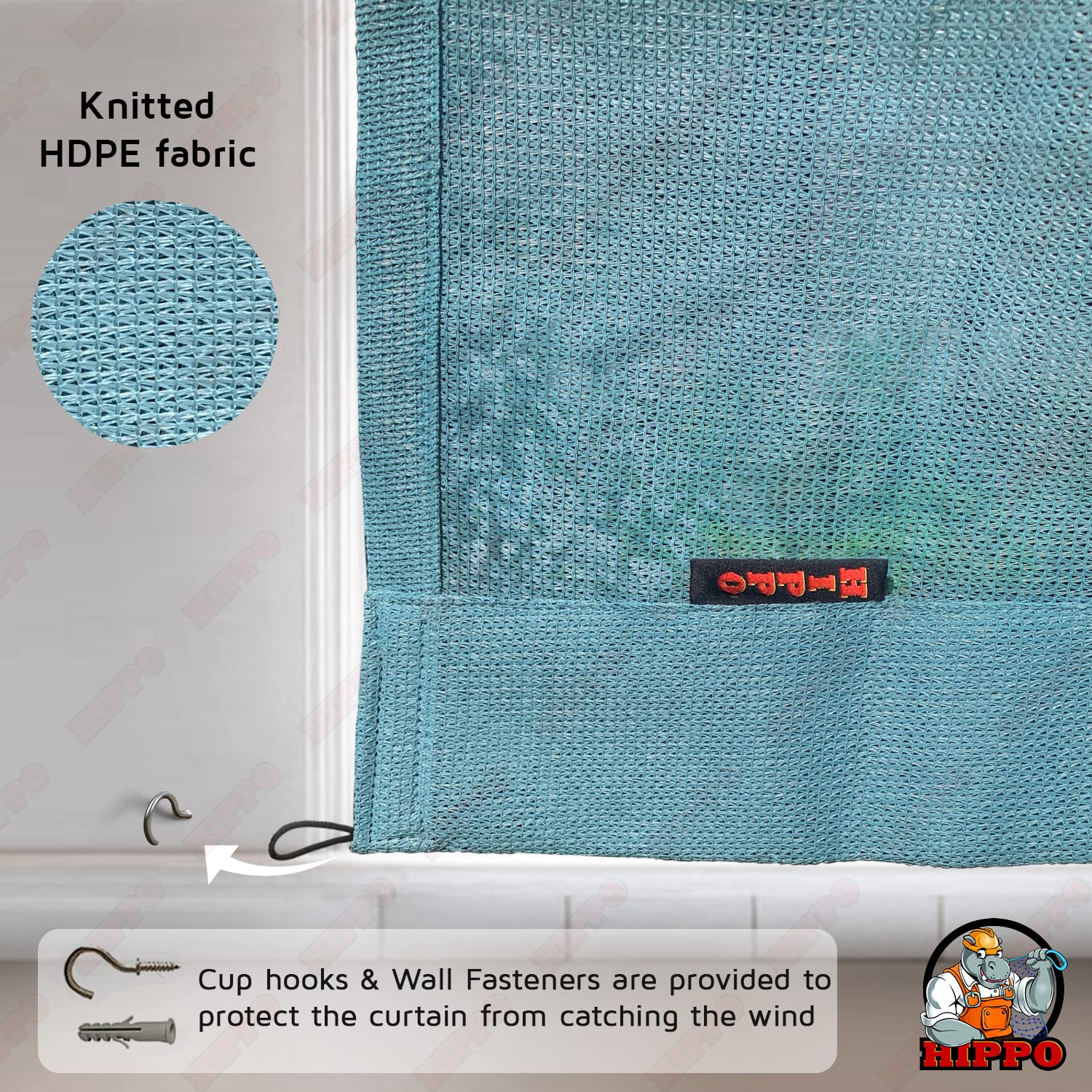 HIPPO 150 GSM Outdoor Sun Blocking Balcony Loop Curtains Sun & UV Protection, Light Filtering 3FTX8FT Door Curtain (Cool-Blue) 4