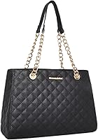 Montana West Quilted Chain Tote Bag for Women - Medium Shoulder Purse Fits 12.9" iPad, Gold Hardware