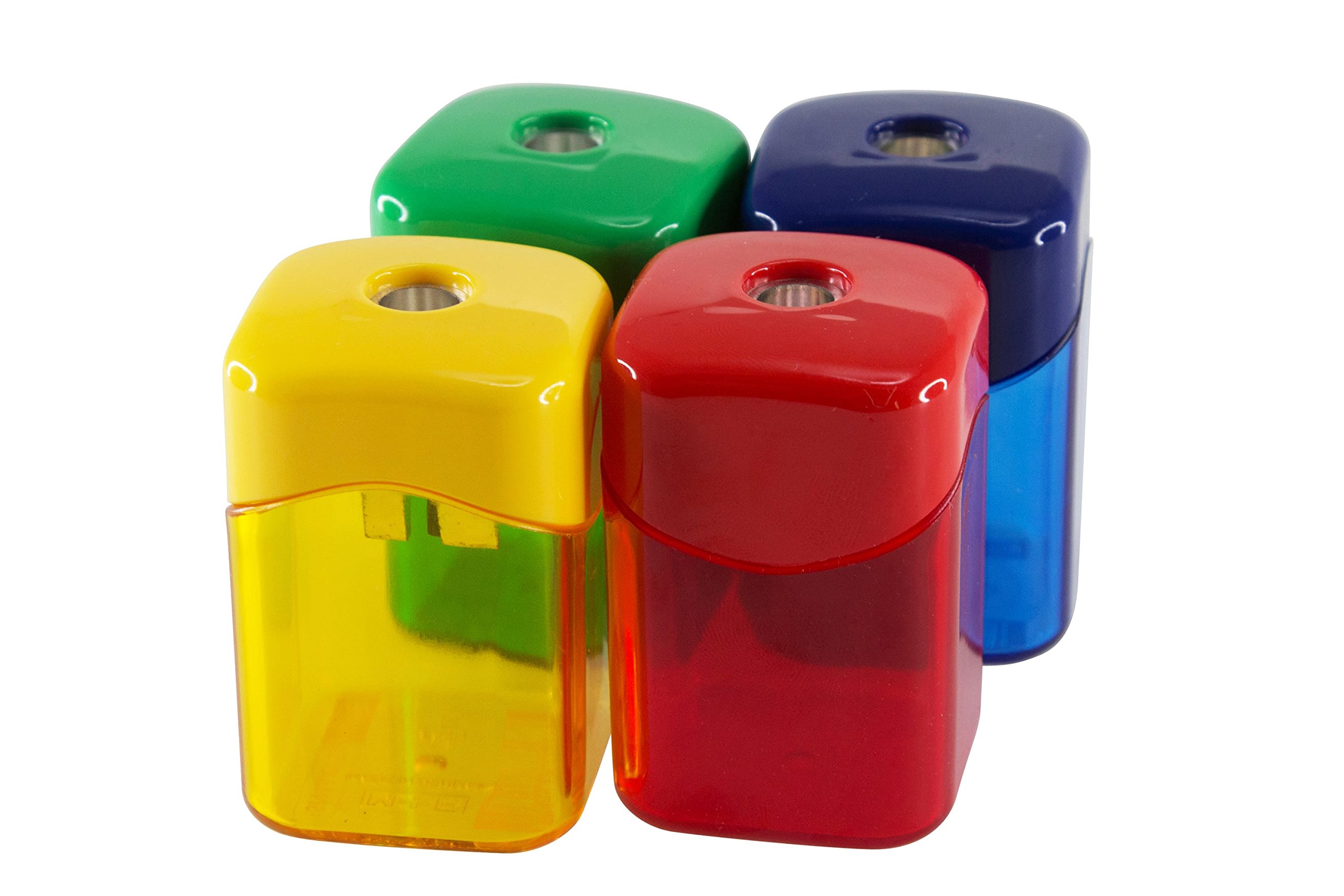 Pencil Sharpener,w/ Receptacle,2-1/8",10 Count,Assorted, Sold as 1 Each