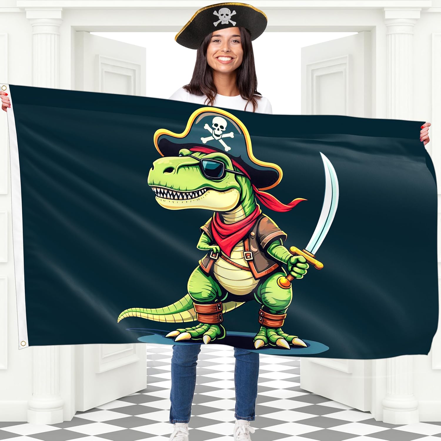 Drapeau Pirate, Jolly Roger, Drapeau Noir Avec Crâne Et Crossos Photo