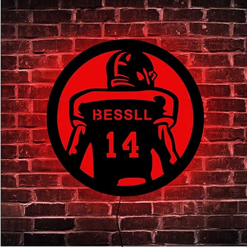 Miniatura 8 de Letrero de neón de jersey de fútbol personalizado, decoración para colgar en la pared, regalo de cumpleaños para hijo amante del fútbol, arte de