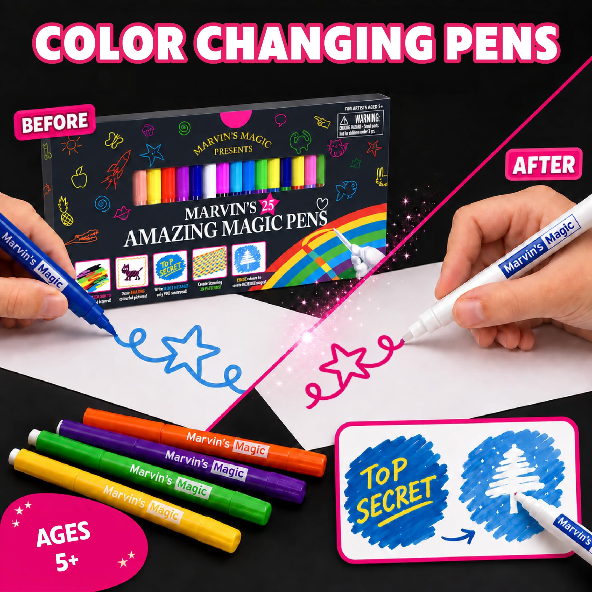 Amazon | Marvin's Amazing Magic Pen 25本パック - 消せる色が変わる2