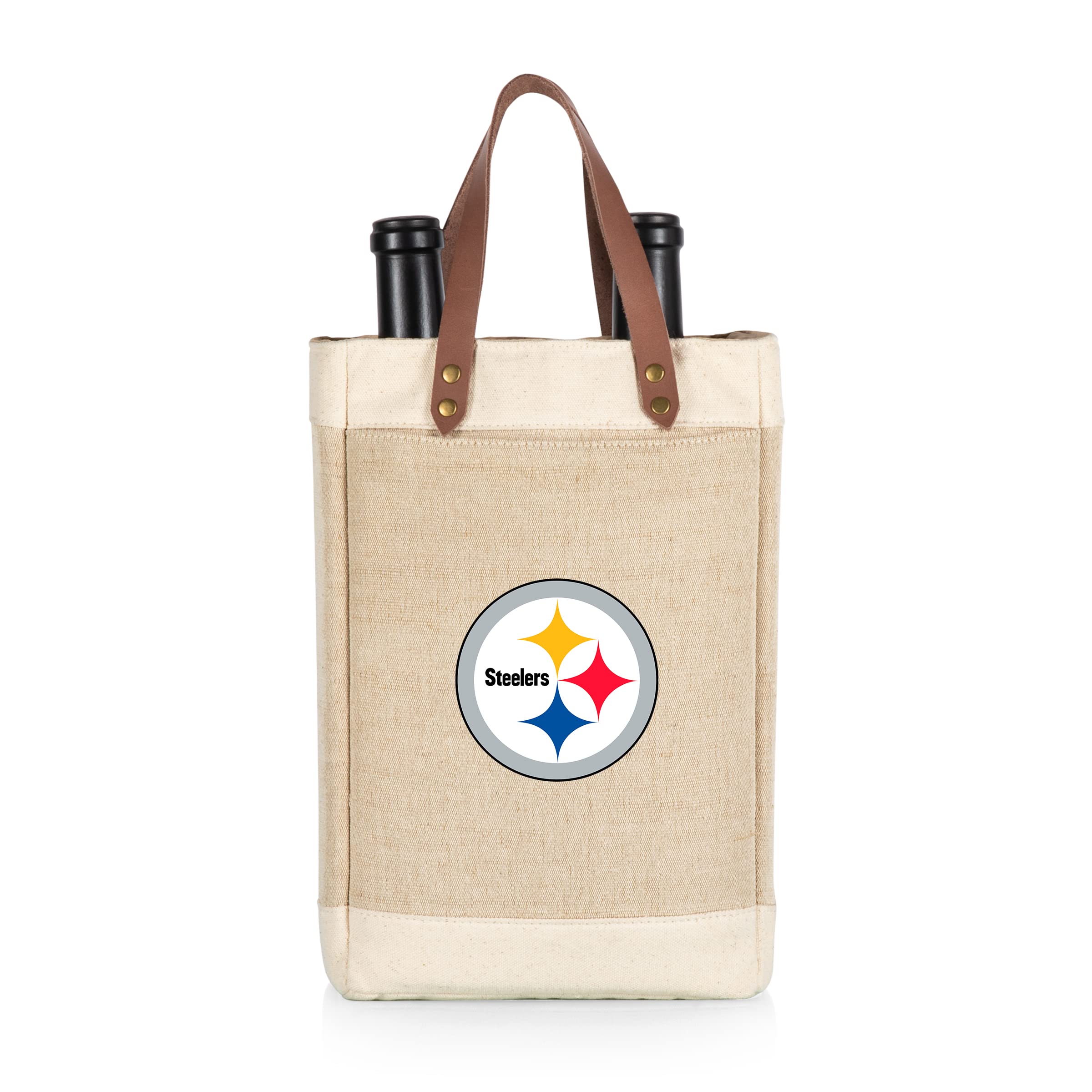 PICNIC TIME NFL Pittsburgh Steelers Pinot - Juta 2 butelki izolowana torba na wino - torba na wino - torba na prezent na wino (beżowa)