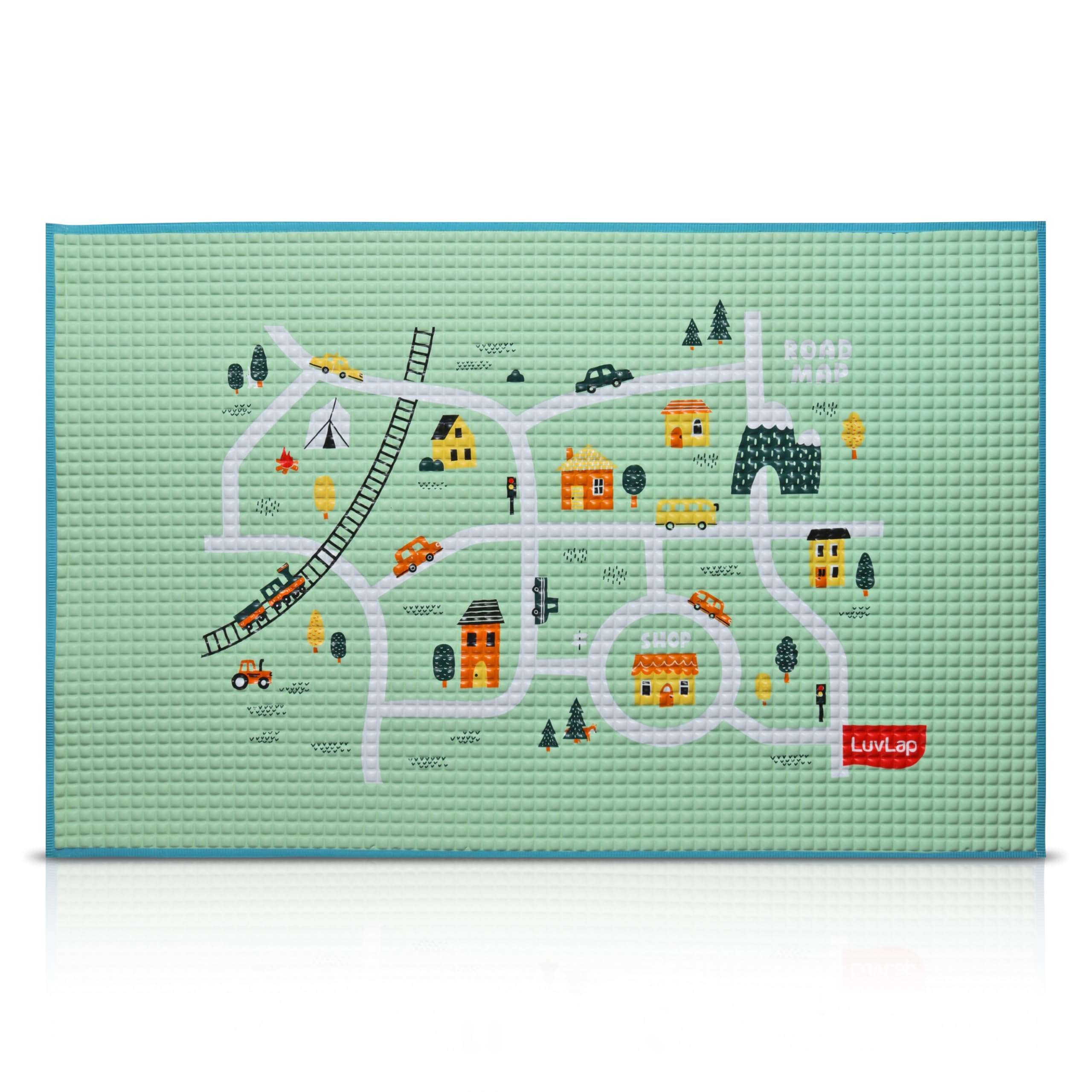 LuvLap Air-Filled Waterproof Multi-Functional Baby rubber mat for Floor - Cityscape, Baby Crawling mat, Floor mat for Kids, Bed Protector, Foldable, Lightweight & Big Size 90cmx60cm, Non Toxic, Non Slip