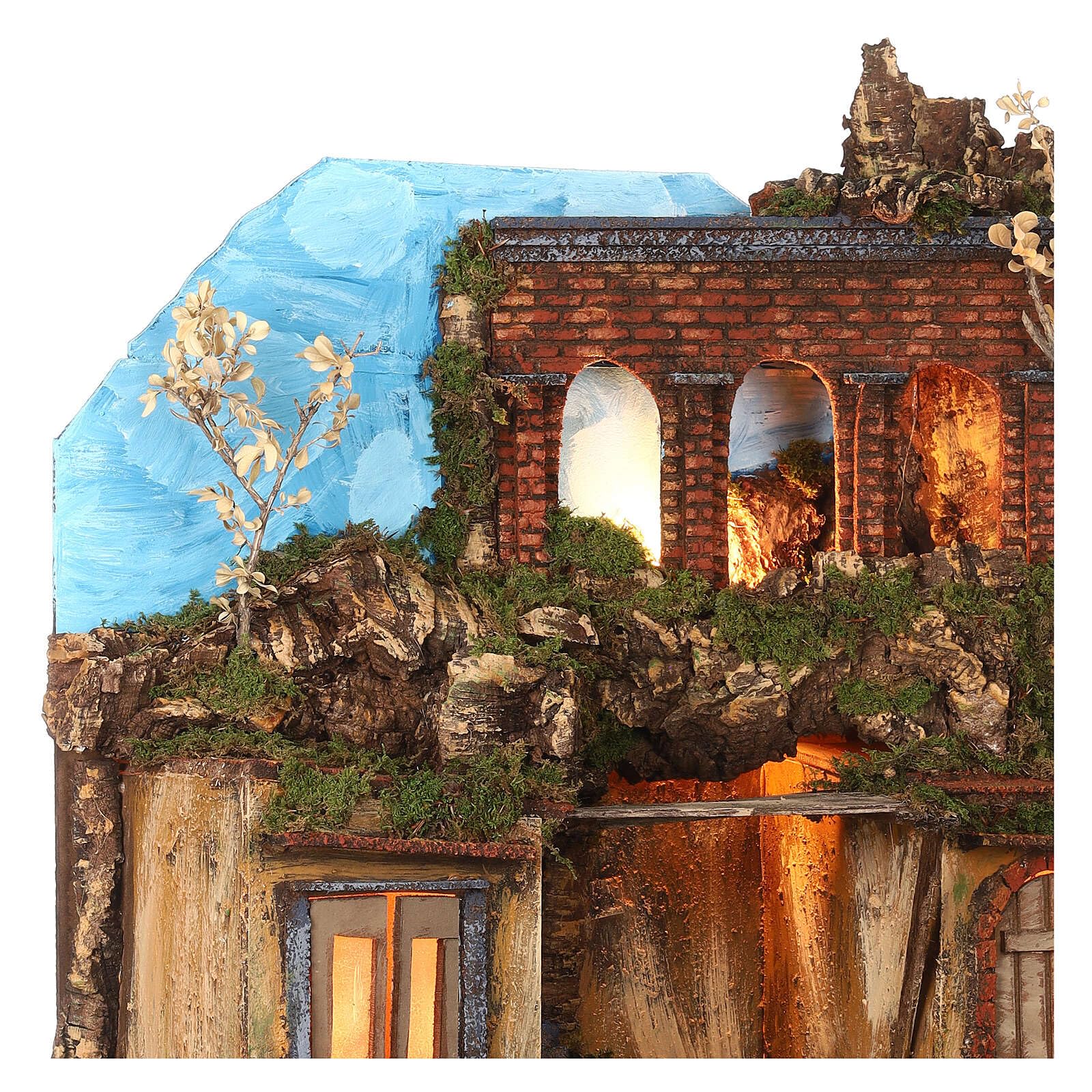 Holyart Presepe Napoletano: Paesaggio presepe napoletano 10-12 cm con cielo 75x50x40 cm