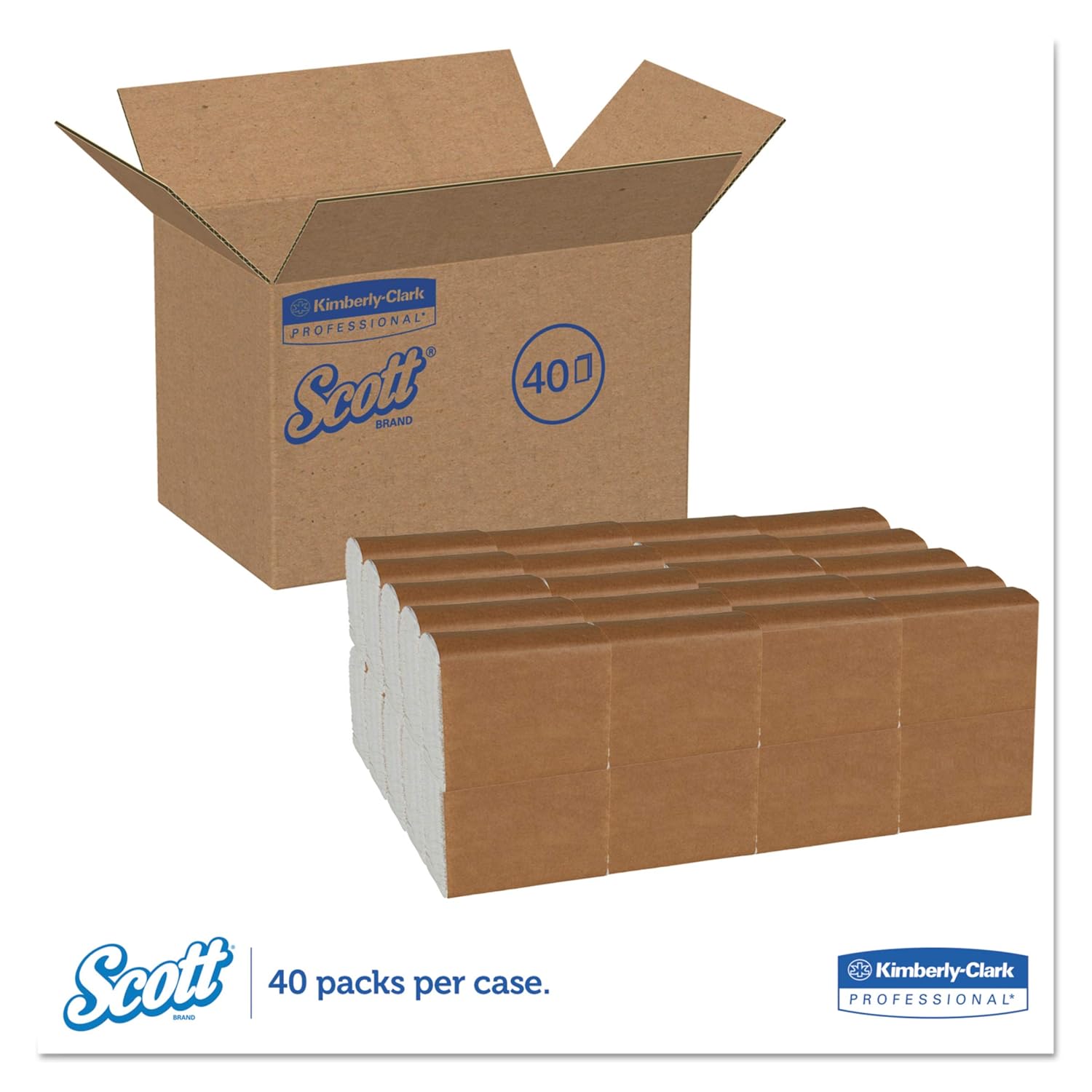 Scott Tall Fold Paper Napkins (98710), Disposable, Snack-Sized, 1-Ply, 40 Packs of 250 Beverage Napkins (10,000 / Case)