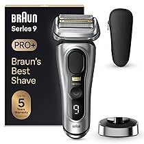 Braun Series 9 PRO +, Rasoio Elettrico Barba, Regolabarba Uomo, Rifinitore di precisione, Custodia da Viaggio in tessuto, Batteria Litio Ion, 100% Impermeabile Idea Regalo, 9517s Argento