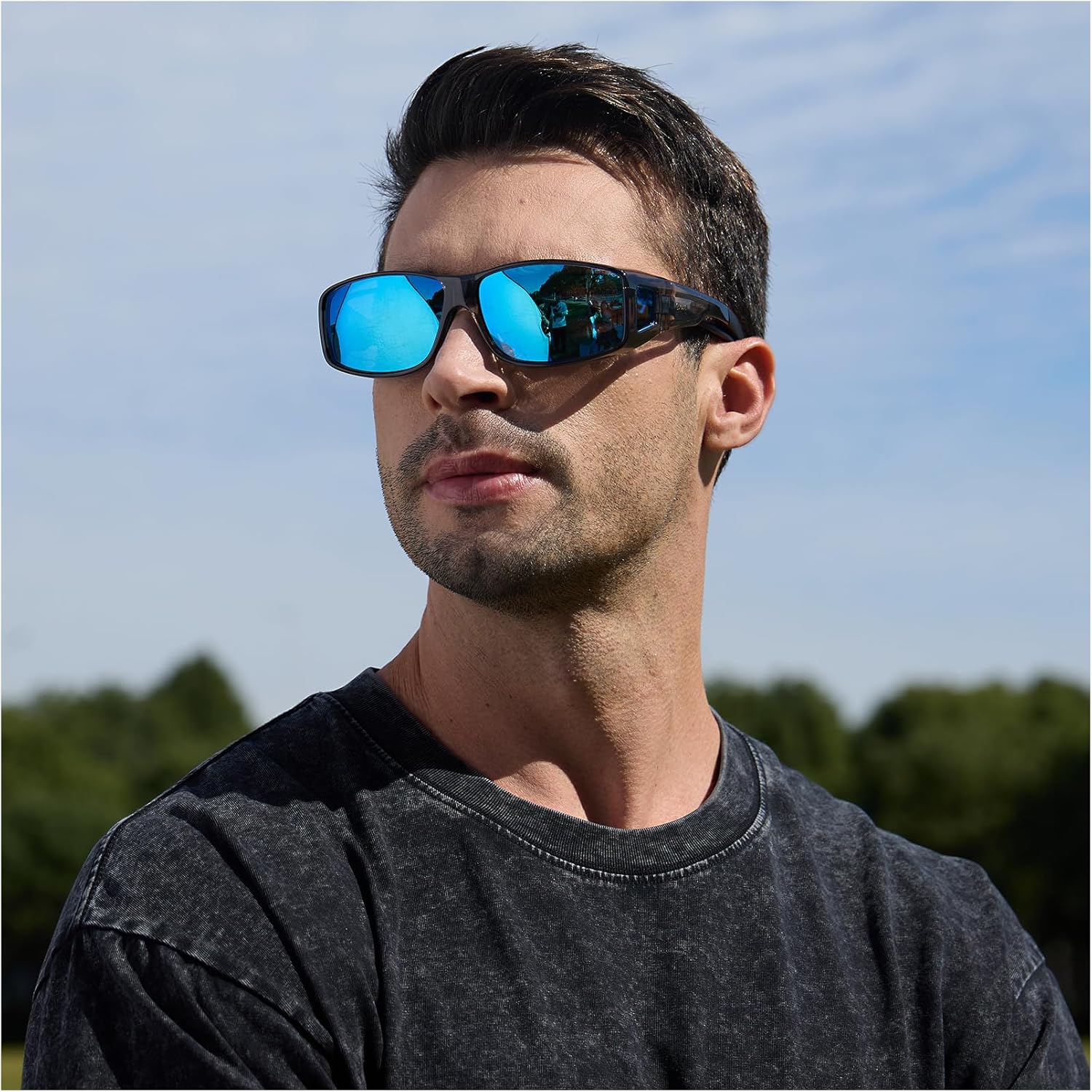 DUCO Fit Over Sunglasses for Men and Women Polarized UV400 Protection Wrap Around Driving Oversized Shades DC8968 - Image 2