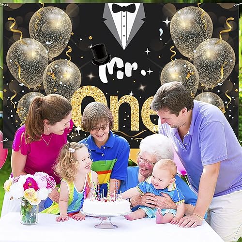 Miniatura 5 de Decoración de fiesta de primer cumpleaños para niños, suministros de fiesta de Mr. Onederful, telón de fondo de primer cumpleaños, pancarta de