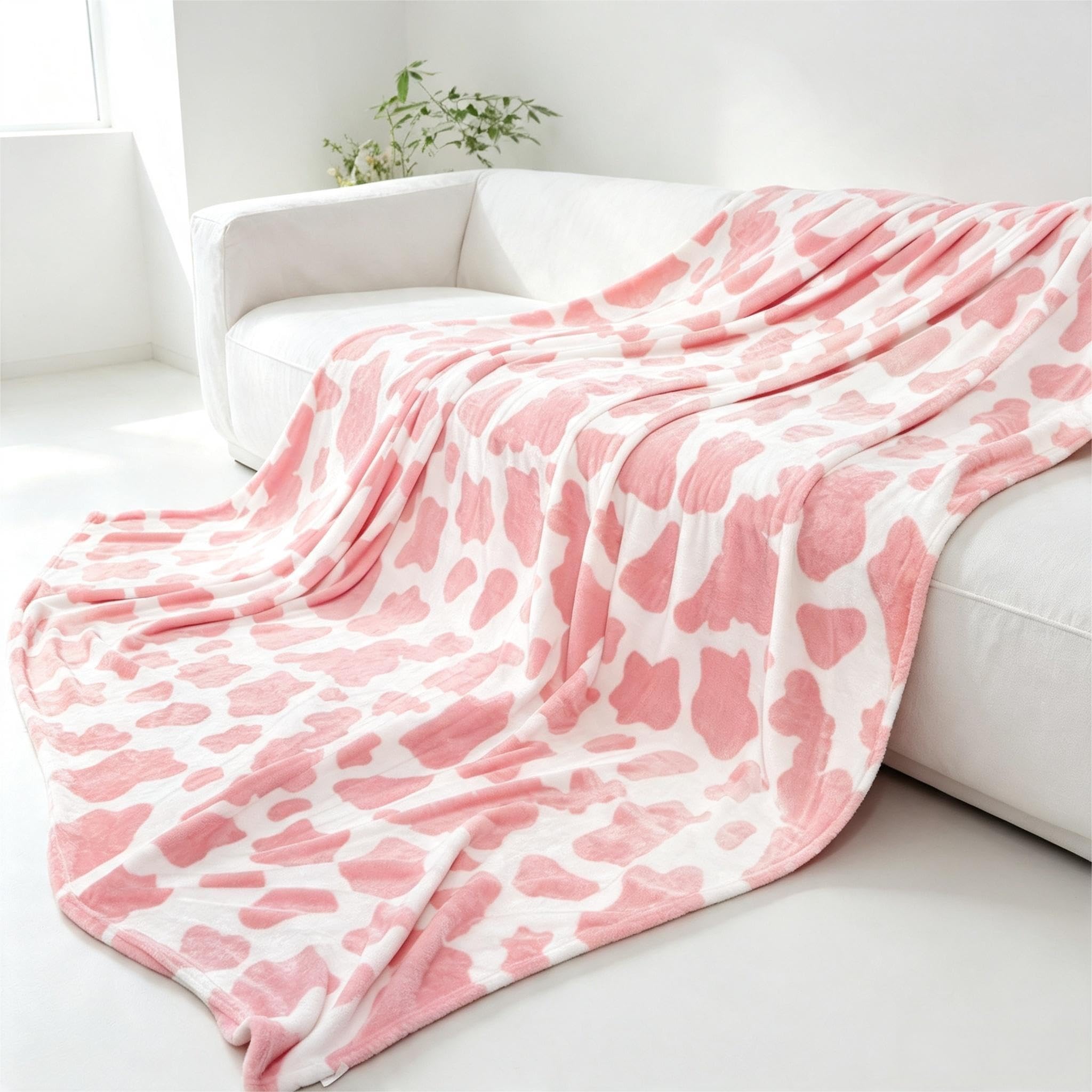 GEULAY Queen Blanket for Bed, Pink, 90" x 90"