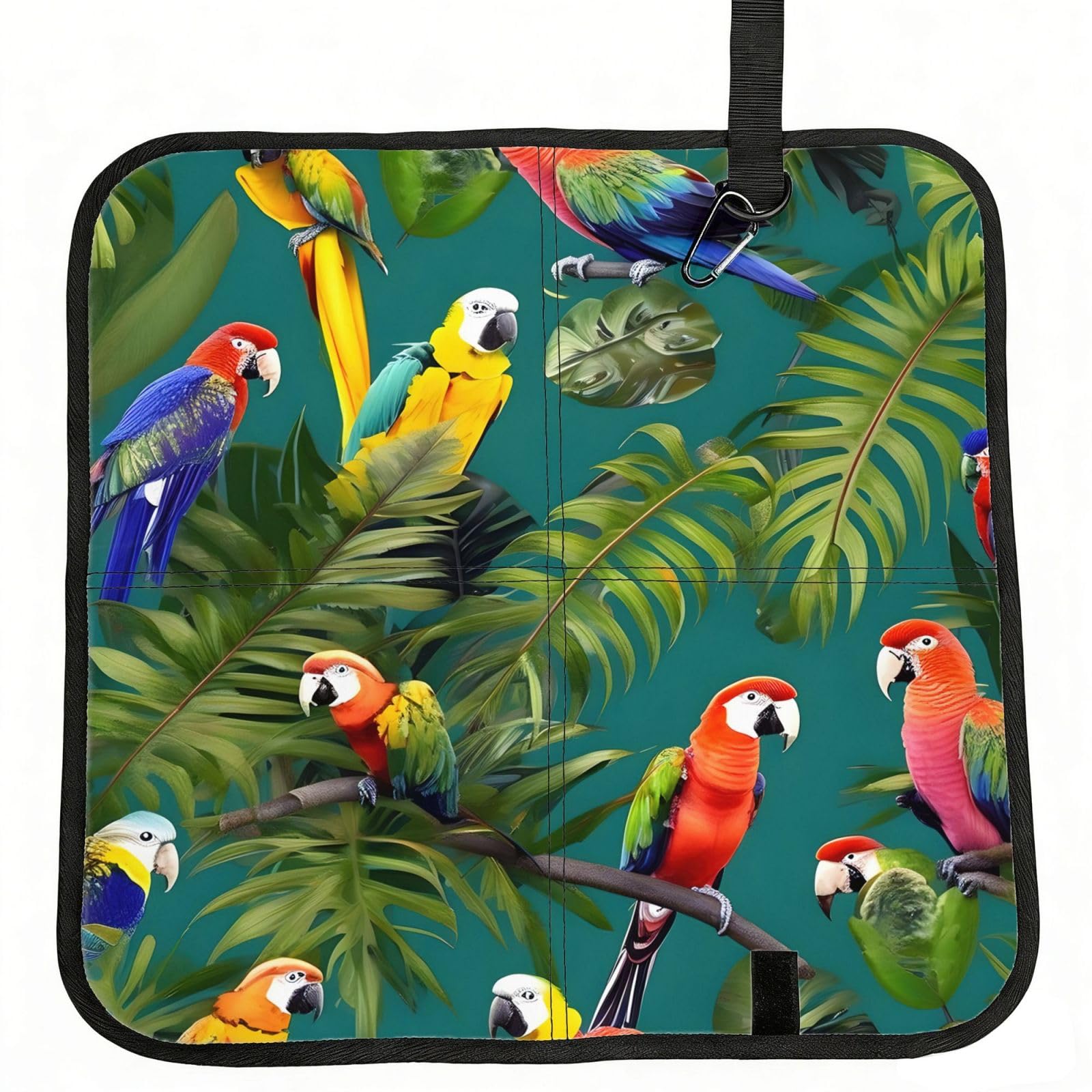 NImongt Tropical Plants And Parrots Print Portable Chair Pad Foldable Seat Cushion Outdoor Seating Office Picnic Camping