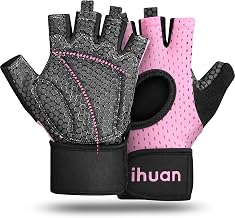 ihuan Breathable Weight Lifting Gloves: Fingerless Workout Gloves with Wrist Support, Improves Palm Protection, Extra Grip for Fitness, Lifting, Training, Rowing, Pull Ups