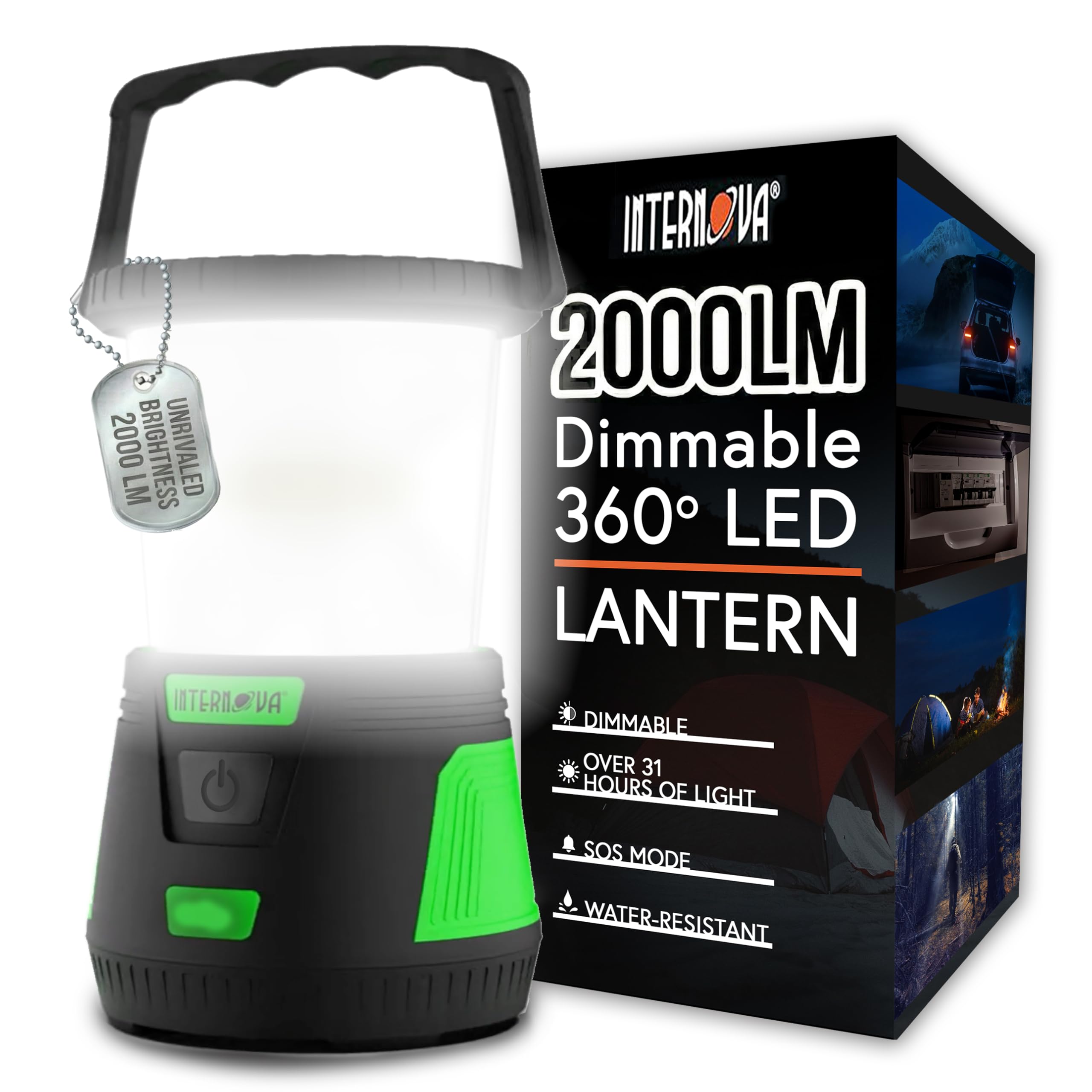 Internova 1700 LED Camping Laterne, Batteriebetriebene LED Laterne, Massive Helligkeit mit Voll Dimmbarer Steuerung, Überleben, Notsturmlager Laterne und Zeltlicht