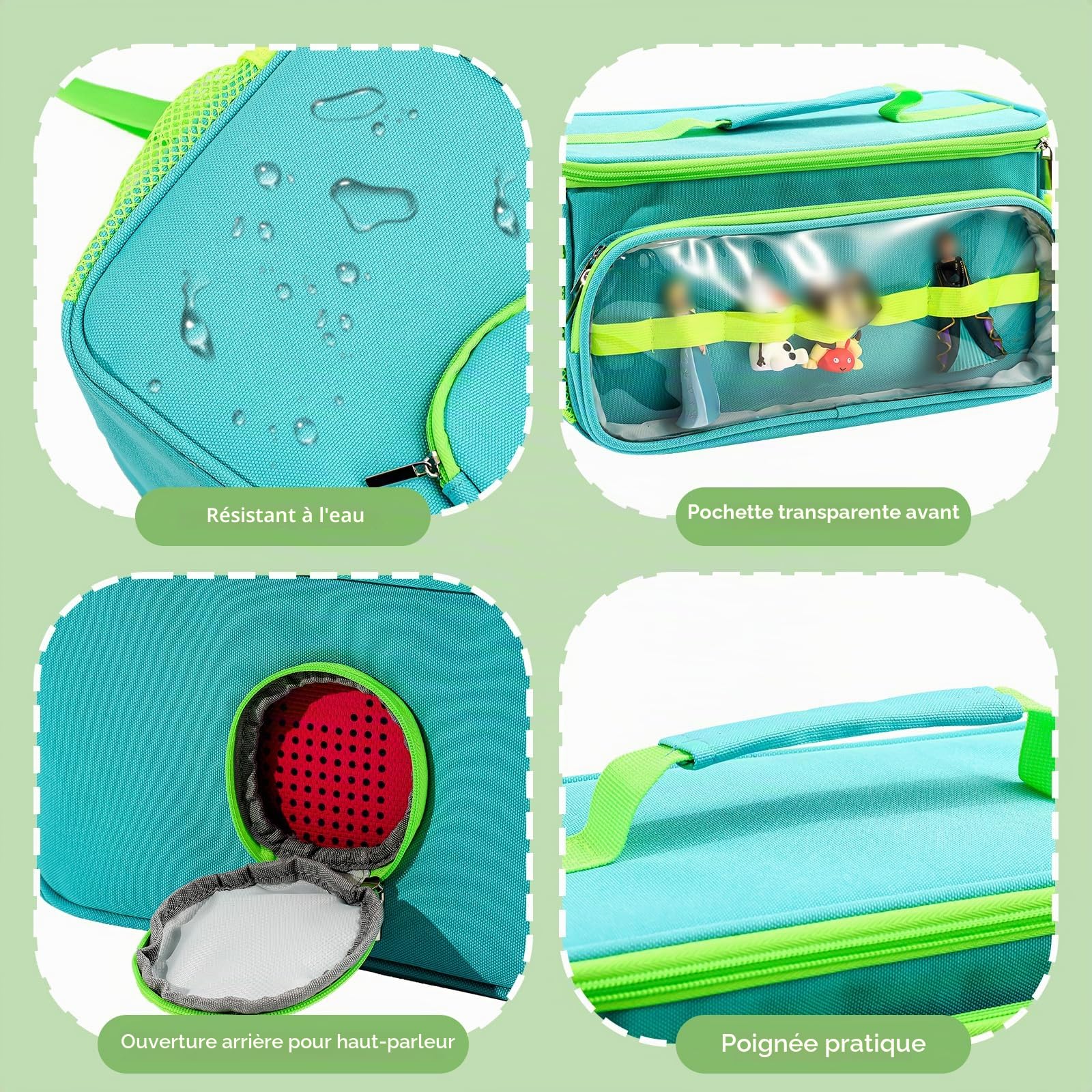 Hautton Sac Transport pour Toniebox Figurine Accessoires, Étui Rangement Portable pour Station de Charge pour Casque avec Bandoulière et Poignée pour Les Voyages et Les Randonnées -Bleu Aquatique