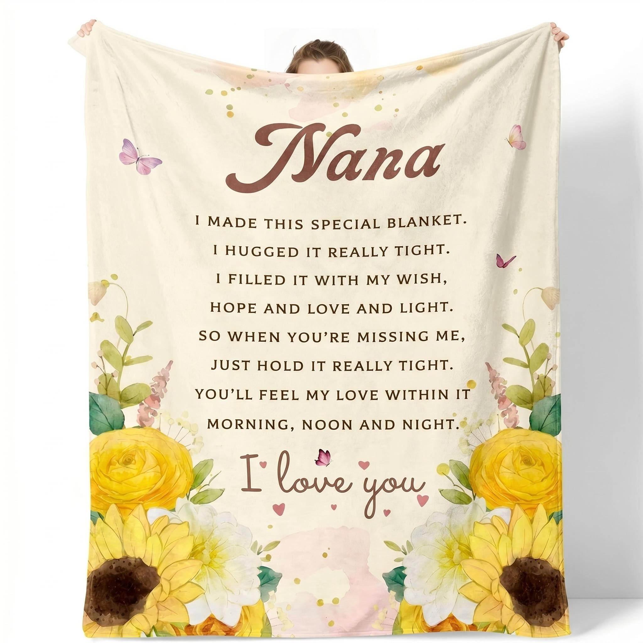 MORROWCAMP Nana Gifts Blanket, Gifts for Nana Grandma Granny from Grandchildren, Birthday Mothers Day for Nan, 50x60 Inch Soft Flannel Throw Gift with Heartfelt Message