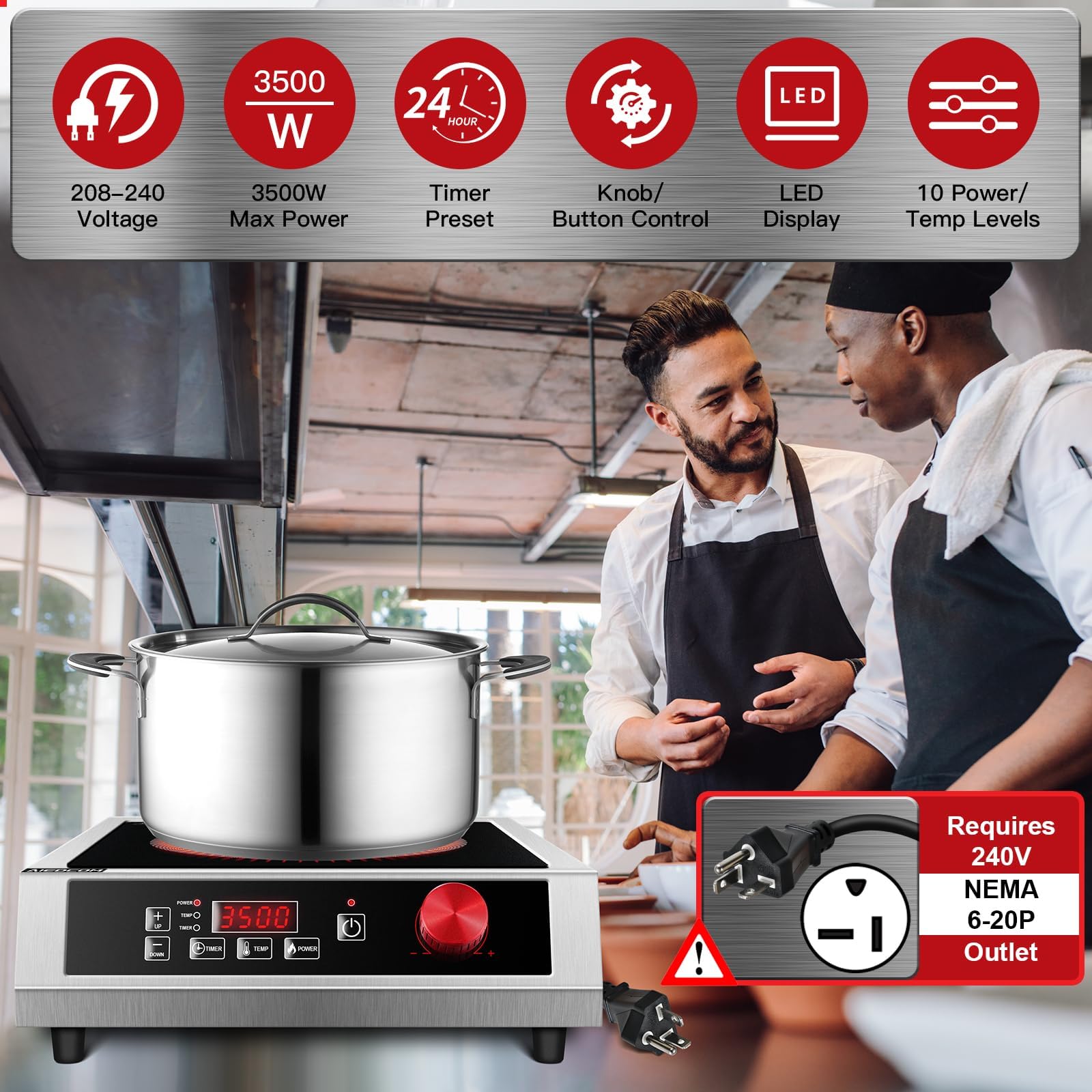 Cuisinière à Induction électrique commerciale, Portable, économique et efficace