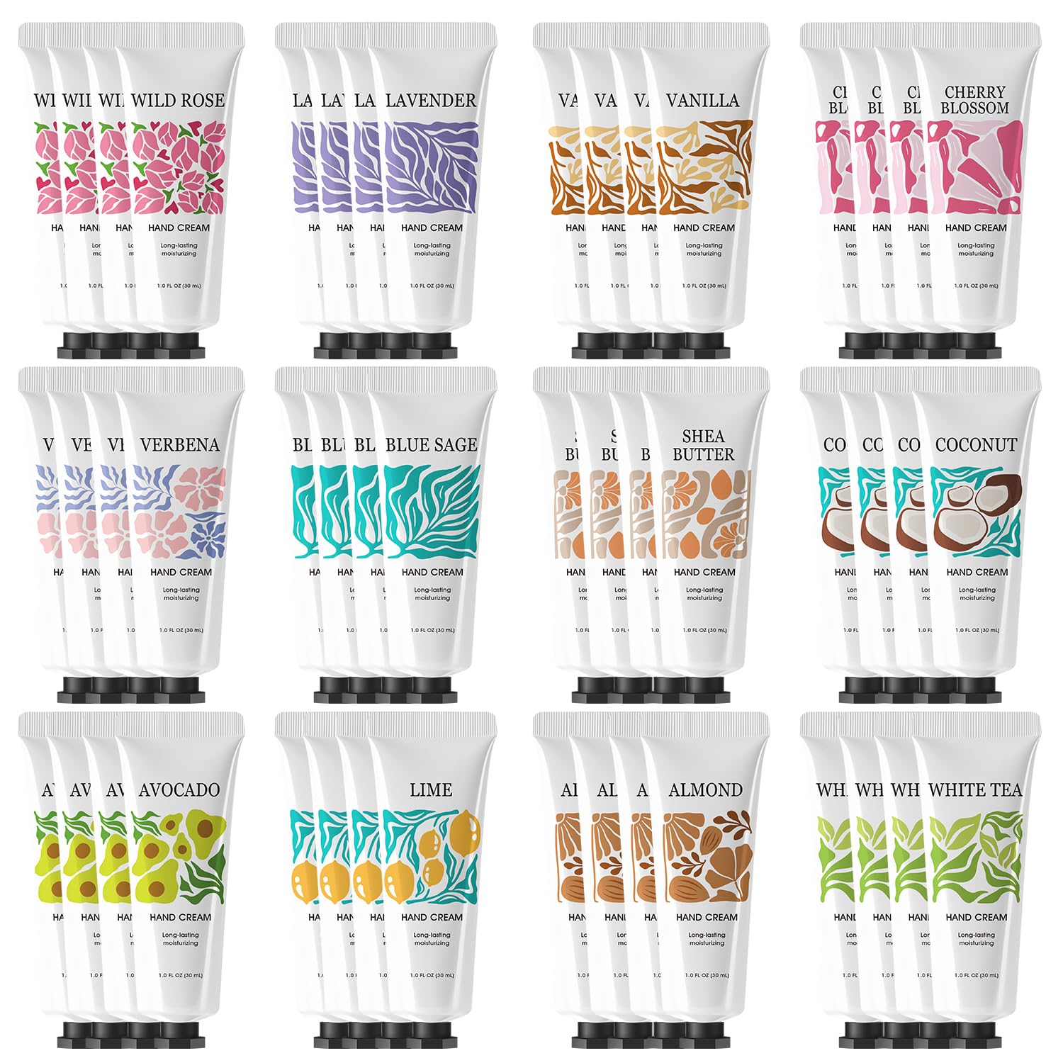 BODY & EARTH # LOVE48 Pack Natural Plant Fragrance Hand Cream for Dry Hands Hand Cream Gift Set For Women Girls Hand Lotion Travel Size Shea Butter Mothers Day Gifts Easter Basket Stuffers 48x1.0 oz