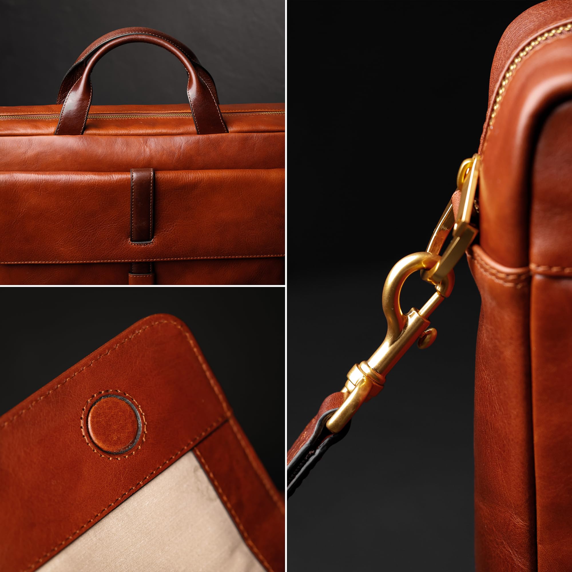 Time Resistance Leder Aktentasche - Italienische handgefertigte Laptoptasche aus Leder - Aktentasche für Männer und Frauen - Professionelle Aktentasche