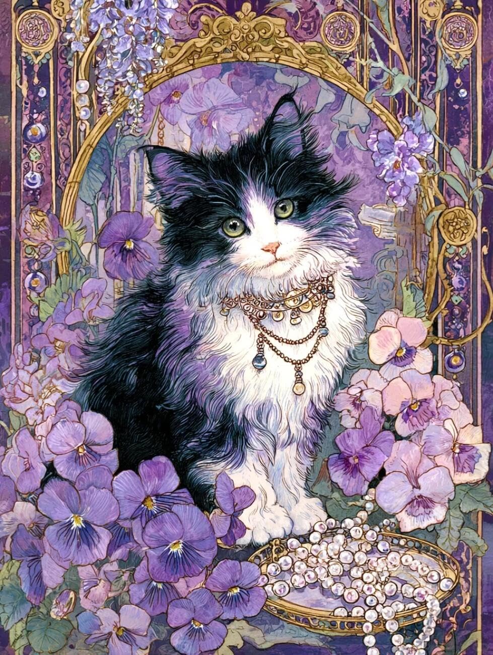 Henypt Cross Stitch Kits Cartoon Cat Animal DIY Embroidery Kit for Beginners The Elderly with Accessories Home & Leisure/Gifts 14CT 50x70cm
