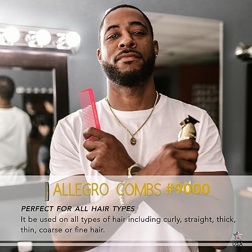 Miniatura 5 de Allegro Combs 9000 Peines de corte de corte, peines para difuminar, 6 unidades (rosa neón)