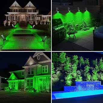 Forlife Green 18 LED Spot Solar Powered Garden Lighting Lamp, Photocell, Spike Sconce, 18W Waterproof Outdoor Solar Lamp Suitable for Tree, Patio, Garage, Pool, Wall And Floor Installation 42CM [Energy Class A]