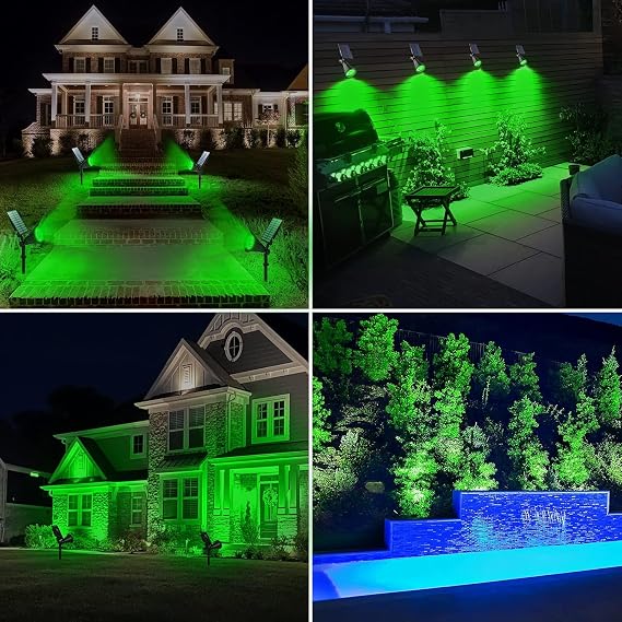 Forlife Green 18 LED Spot Solar Powered Garden Lighting Lamp, Photocell, Spike Sconce, 18W Waterproof Outdoor Solar Lamp Suitable for Tree, Patio, Garage, Pool, Wall And Floor Installation 42CM [Energy Class A]