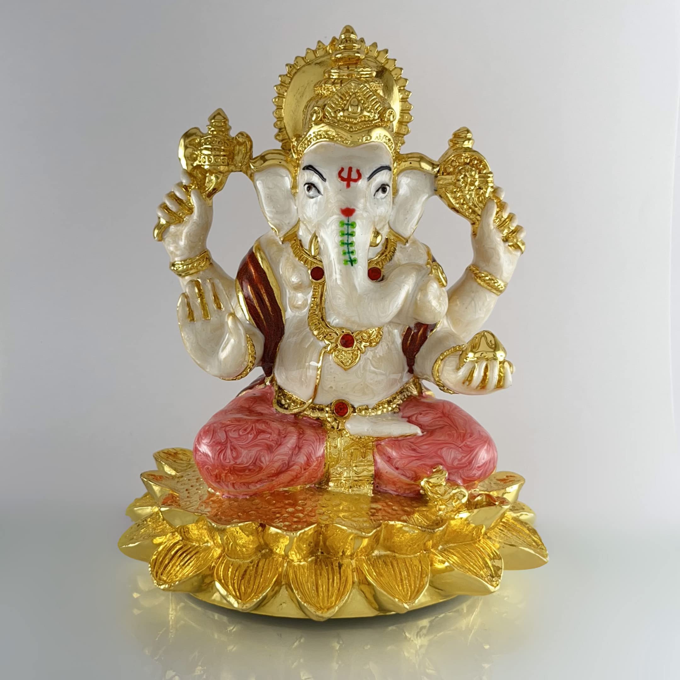DEIFIC™ 24 Kt. Gold Plated Lord God Ganesh Ganesha Ganpati Idol Murti Statue Handicraft for Temple Office Car Return Corporate Gift GK5G_MOP