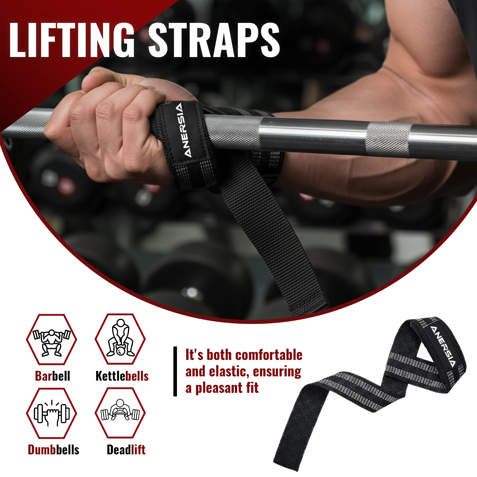 Juego de 11 almohadillas para pesas – Cojín para sentadillas para empujes de cadera, correas de levantamiento de pesas, bandas de resistencia y clips de barra – Kit de gimnasio para