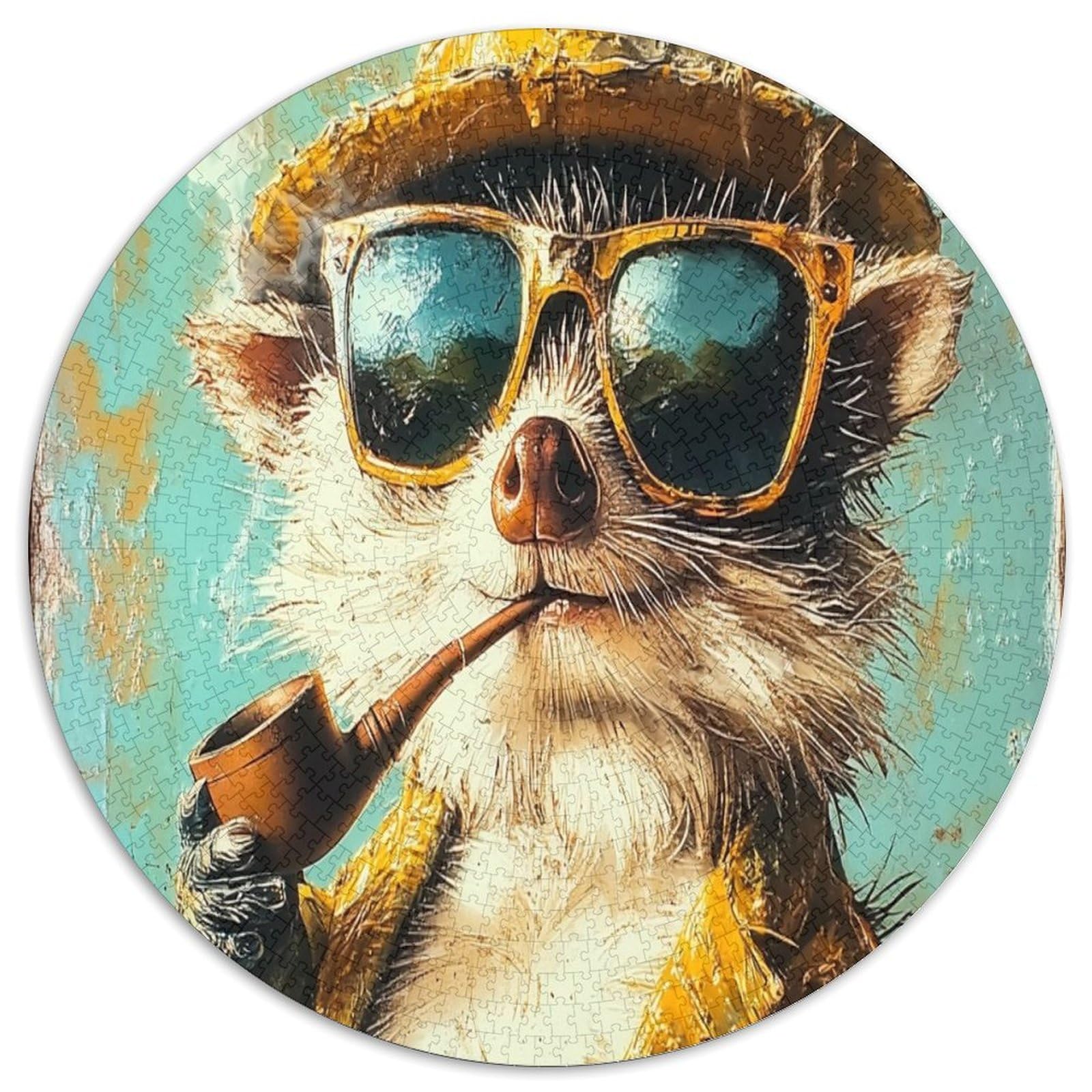 Puzzle de 1000 piezas redondo para relajarse en casa con un diseño de erizo artístico 7