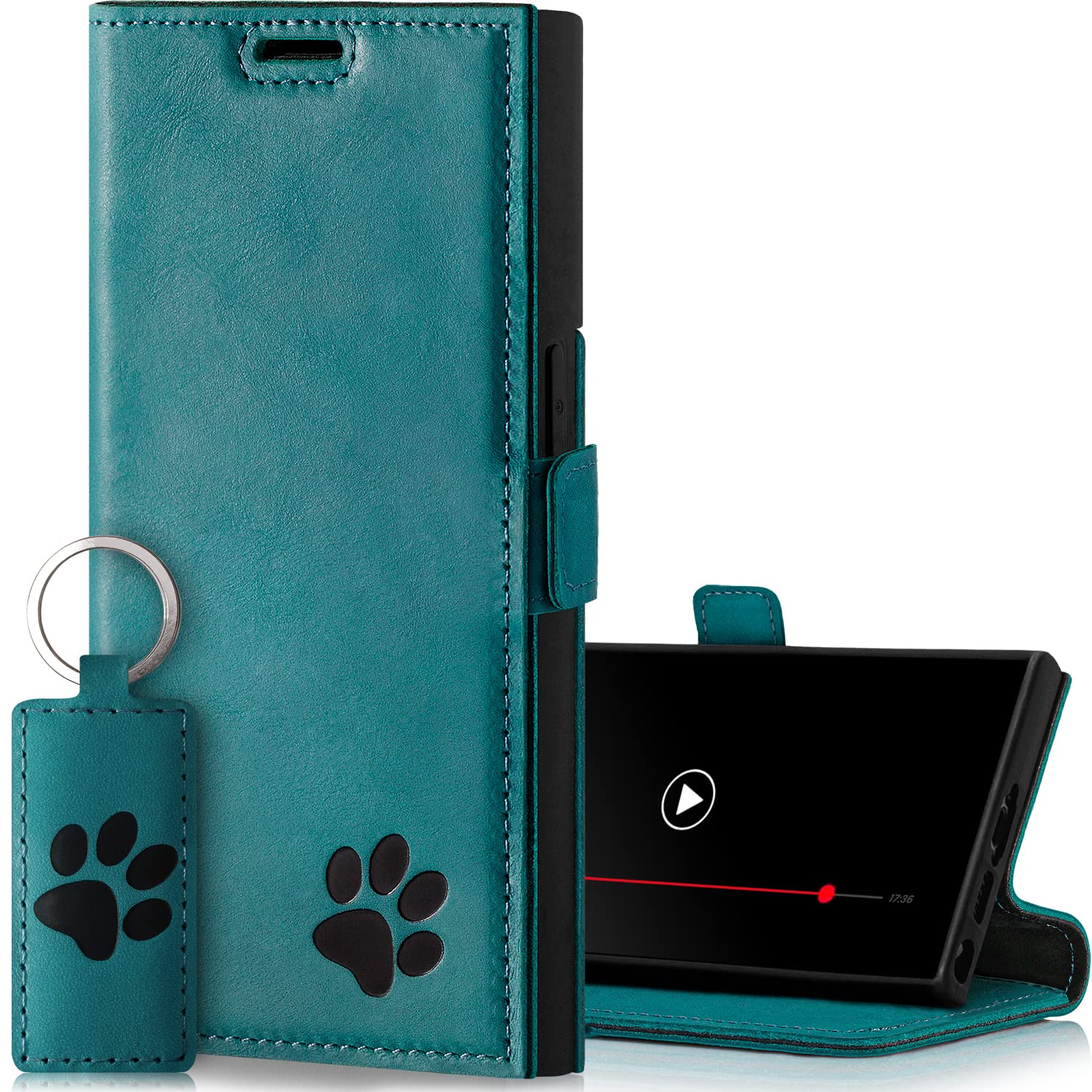 SURAZO Leather Wallet Mobile Phone Case Compatible with Samsung S23 Ultra - Flip & Fold Smartphone Case with Stand, RFID Blocker, Magnet Closure, 3 Slots for Bank Cards - Handcrafted European Leather